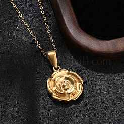 Colliers avec pendentif rose en acier inoxydable 304 pour femmes&nbsp;NJEW-S439-01A-G
