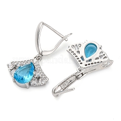 Pendientes de aro con hojas de ginkgo y circonitas cúbicas pavé de latón para mujer&nbsp;EJEW-I304-30P-05