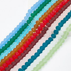 10 Strang 10 Farben mattierte transparente Glasperlenstränge&nbsp;FGLA-AR0001-02