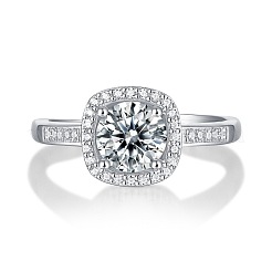 Rhodinierte 925 Sterling Silber Micro Pave 5.2x3.1mm Moissanit verstellbare Ringe für Damen&nbsp;WGFA800-02