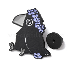 Raben mit Blume Emaille-Anstecknadeln&nbsp;JEWB-A038-07D-EB