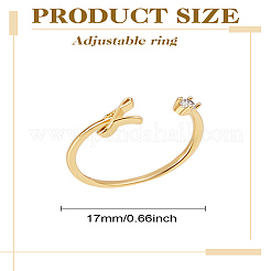 1pc lettre laiton strass ouvert manchette anneaux pour femmes&nbsp;AJEW-LP0004-47L-G