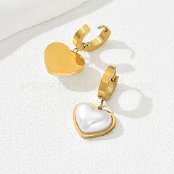 Boucles d'oreilles créoles en acier inoxydable en forme de coeur&nbsp;TM6555