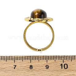 Bagues ovales en oeil de tigre naturel&nbsp;RJEW-M063-01G-11