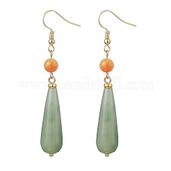 Aretes colgantes de lágrima de aventurina verde natural&nbsp;EJEW-JE06848-01