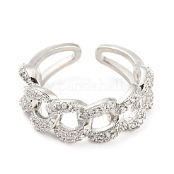 Anelli gemelli aperti in ottone a forma di catene barbazzale con zirconi cubici&nbsp;RJEW-Q781-04P