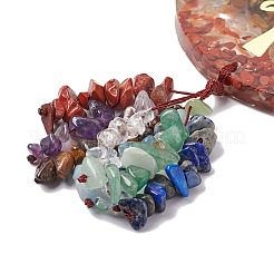 Flache runde Chakra-Harz-Edelstein-Anhänger-Dekorationen&nbsp;HJEW-G017-01G