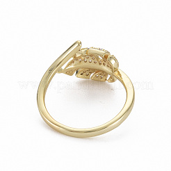 Messing Micro Pave klare Manschettenringe aus Zirkonia&nbsp;RJEW-Q164-014-NF