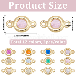24 pz 12 colori in ottone pavimentano i ciondoli del connettore cubic zirconia&nbsp;KK-SC0007-91