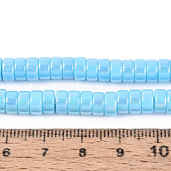 Hebras de cuentas de vidrio opacas bañadas en color AB&nbsp;LS-GLAA-T026-3x6mm-P06