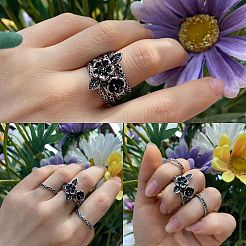 3 anello impilabile in ottone con fiore per donna&nbsp;FS-WG45278-02