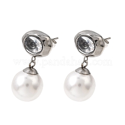 Pendientes de acero inoxidable 304 con circonitas cúbicas transparentes pavé&nbsp;SA-CBADCF0-01P