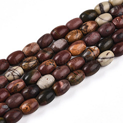 Brins de perles en jaspe picasso naturel/jaspe polychrome&nbsp;G-N346-02A-05