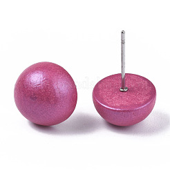 Orecchini semitondi perlati in legno di schima per donna ragazza&nbsp;EJEW-N048-001-10