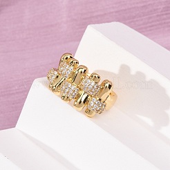 Offene Manschettenringe aus Messing mit Mikropavé und Zirkonia für Damen&nbsp;RJEW-A098-02G