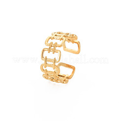 Bague de manchette rectangulaire ouverte en acier inoxydable 304 avec placage ionique (IP) pour femme&nbsp;RJEW-S405-237G