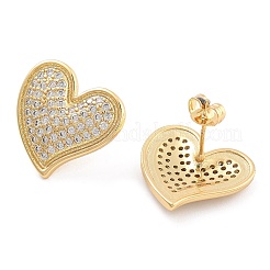 Orecchini a bottone in ottone con pavé di zirconi cubici&nbsp;EJEW-U005-10G
