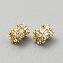 Perle di zirconi cubici trasparenti in micro pavè di ottone&nbsp;KK-TAC0017-07G