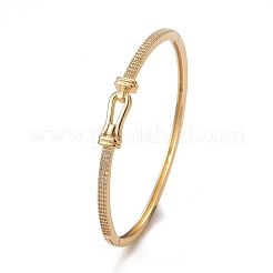 Brazaletes de circonio cúbico micro pavé de latón chapado en rack para mujer&nbsp;BJEW-E071-31G