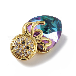 Colgantes de circonio cúbico micro pavé de latón chapado en oro real de 18k&nbsp;KK-C015-25G-02