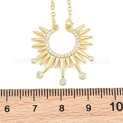 Collares con colgante de sol de latón con micro pavé de circonitas cúbicas transparentes&nbsp;KK-CBA4547-09G