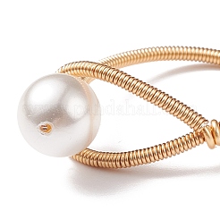 Anello da dito con perline di perle di conchiglia&nbsp;RJEW-TA00048