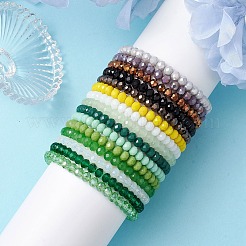 Set di braccialetti elasticizzati con perline di vetro imitazione giada sfaccettata da 15 pz in 15 colori&nbsp;BJEW-JB10791