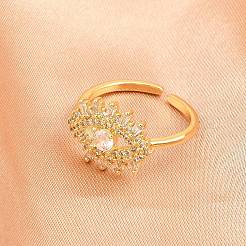 Bagues de manchette en laiton micro pavé de zircone cubique pour femmes&nbsp;RJEW-Z113-45G