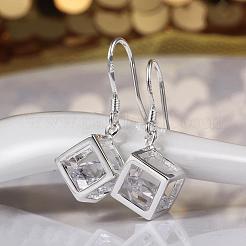 Elegante Art und Weise Würfel Messing Zirkonia Ohrringe&nbsp;EJEW-BB07973-S