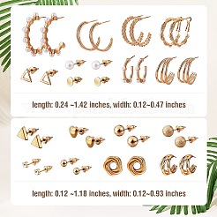 17 paio di orecchini a bottone con anello e triangolo e tondo e cuore con perla in resina&nbsp;EJEW-SZ0001-62