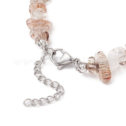 Braccialetti con perline di quarzo rutilato in oro nero naturale per uomo e donna&nbsp;BJEW-JB11892