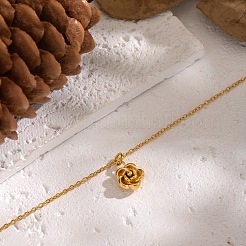 Elegantes collares con colgante de flor de rosa de acero inoxidable 304 para mujer.&nbsp;JZ0314