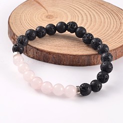 Natürliche Lava Rock Perlen Stretch Armbänder&nbsp;BJEW-JB02184