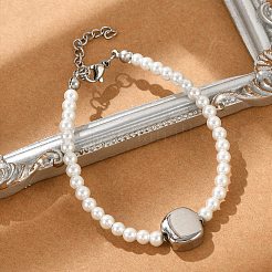 Braccialetti di perle di plastica imitazione per le donne&nbsp;BJEW-M056-11P