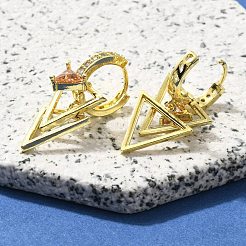 Orecchini a cerchio in ottone chiaro con zirconi cubici&nbsp;EJEW-M047-13G