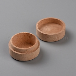 Cajas de almacenamiento de dientes deciduos de madera redonda con estampado de dientes&nbsp;CON-WH0100-01B