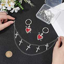 4 stücke 2 arten messing gedrehten ketten boot strap ketten & herz legierung emaille schuhe charms sets&nbsp;HJEW-BM0001-07