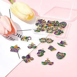 20 Stück 10 Stile Karneval/Mardi Gras Thema Legierung Emaille & Glitter Pulver Anhänger&nbsp;ENAM-FS0002-55