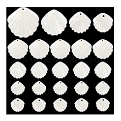 24 pendentif sculpté en coquillage d'eau douce naturel de 4 styles&nbsp;BSHE-PH0001-48