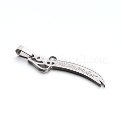Pendentifs en forme d'épée de grande taille en acier inoxydable 304 résistant au ternissement&nbsp;STAS-E090-13P-B