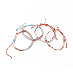 Set di 4 braccialetti di perline intrecciati in lega e vetro a 4 stili&nbsp;BJEW-B065-09B