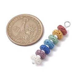 Pendentifs en perles teints en pierre de lave naturelle chakra&nbsp;PALLOY-JF02545-03