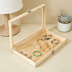 Vitrines à bijoux en bois avec couvercle transparent&nbsp;AJEW-WH0696-753B