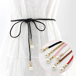 Ceinture ventrale tressée en similicuir avec perle ronde en imitation plastique&nbsp;WG11EBA-03