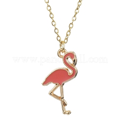 Collier pendentif flamant rose en alliage émaillé avec chaînes en acier inoxydable 304&nbsp;NJEW-JN04411