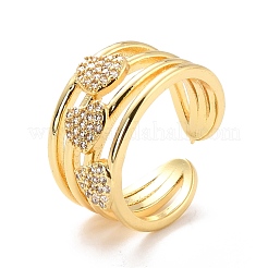 Bague manchette en zircone cubique coeur pour la saint valentin&nbsp;RJEW-C004-04-RS