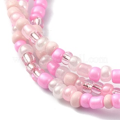 Set di braccialetti elasticizzati con perline di semi di vetro e malocchio di 3 lampada a 3 colori&nbsp;BJEW-JB09456