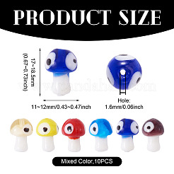 10pcs handgemachte Perlen des bösen Auges Bunte Malerei&nbsp;LAMP-TA0001-80