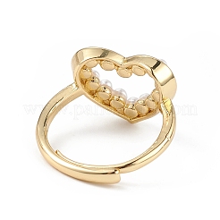 Verstellbarer Ring mit ausgehöhltem Herz aus Kunststoffperlen&nbsp;RJEW-L100-012G