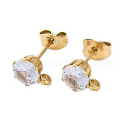 Ionenplattierung (IP) 304 Edelstahl Zirkonia Ohrstecker Zubehörse&nbsp;STAS-P373-04B-G